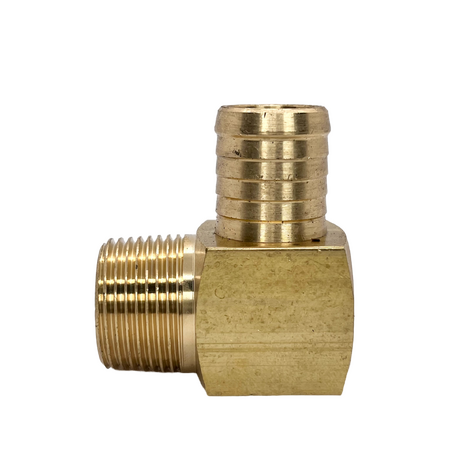 Brass Male Elbow Hosetail  1/4”(6mm) Barb  x  1/8”(4mm) NPT  02NP06-0402       
