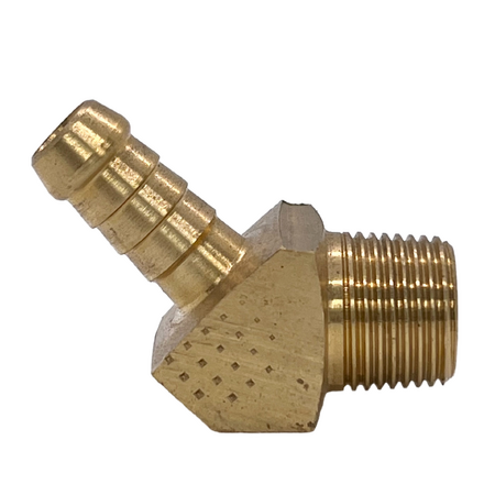 Brass Male Elbow Hosetail  45 Deg   1/4”(6mm) Barb x 1/8”(4mm) BSP  07P0645-0402     