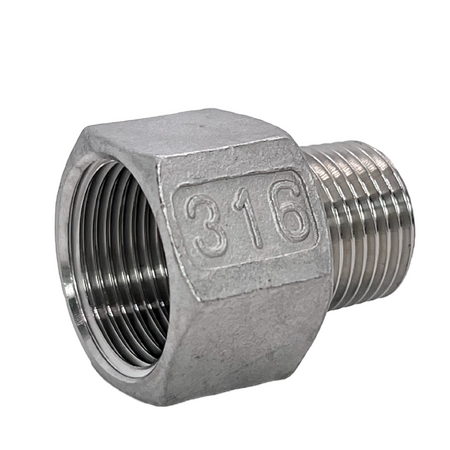 Stainless Steel MF Adaptor BSP 1/8" (4mm)F x 1/8" (4mm)M 31SS72-0202