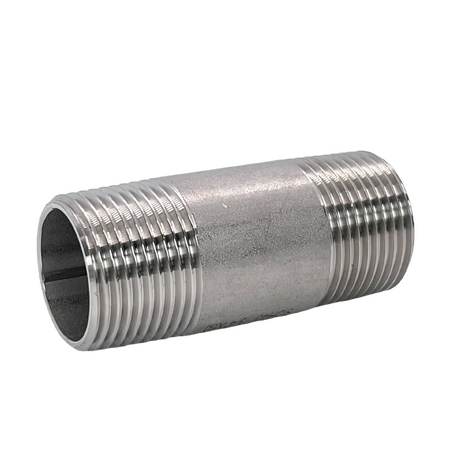 Stainless Steel Barrel Nipple BSP 1/4" (6mm) x 40mm Long SSBN08