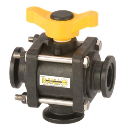 Banjo Ball Valve 3 Way Bottom Load    1" Full Port Flange      MV100BL