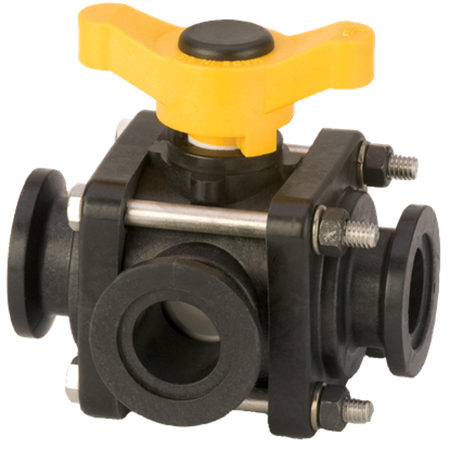 Banjo Ball Valve  3 Way   Side Load    1" Full Port Flange    MV100SL